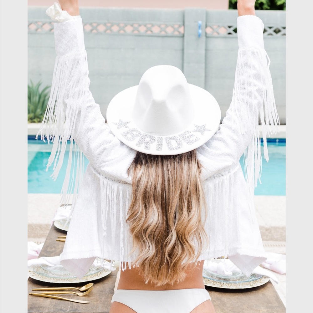 White sequin fringe jacket